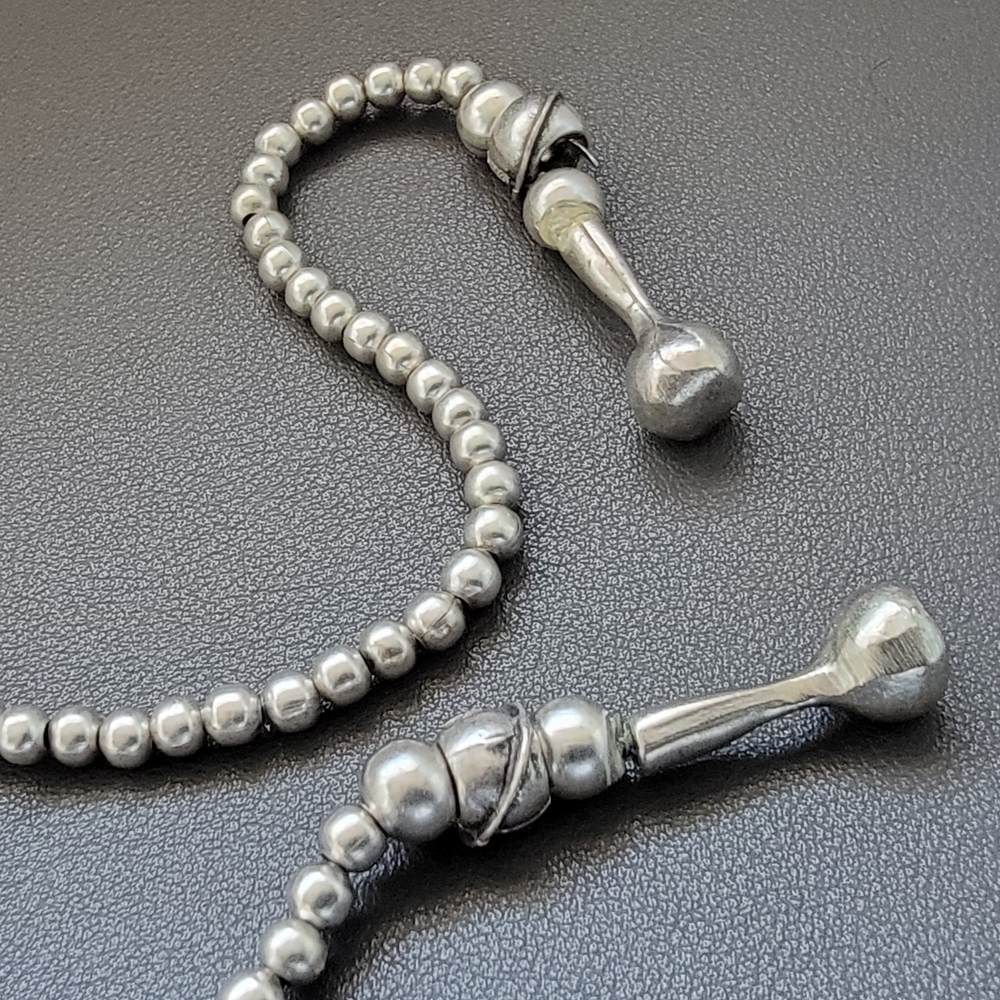 Pewter-Tone Silver-Plated Lariat Necklace with Aqua Crystal - Picture 3 of 8